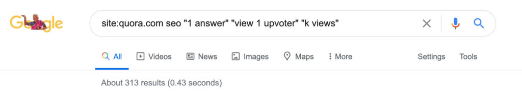 Quora posts with 1 answer 1 upvote and minimum 1k views - Google Search Results